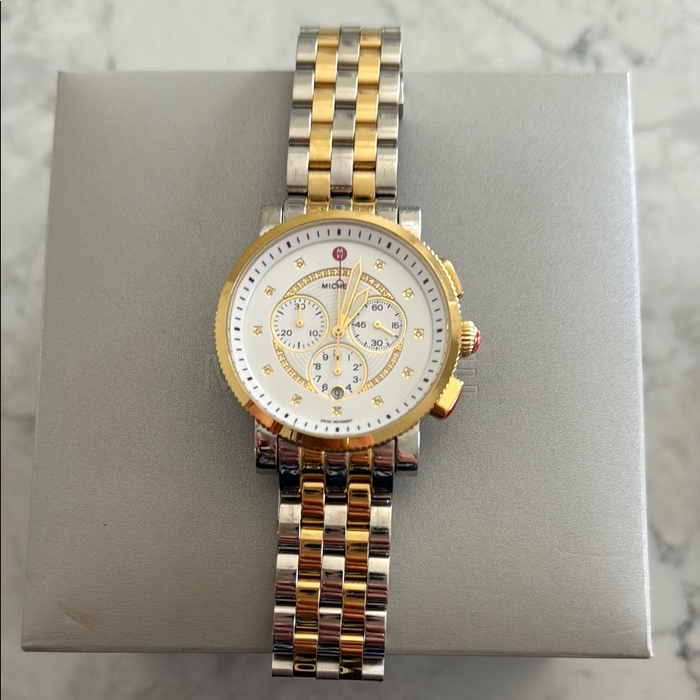 Michele Two-Tone Gold and Silver Watch - Picture 4 of 4